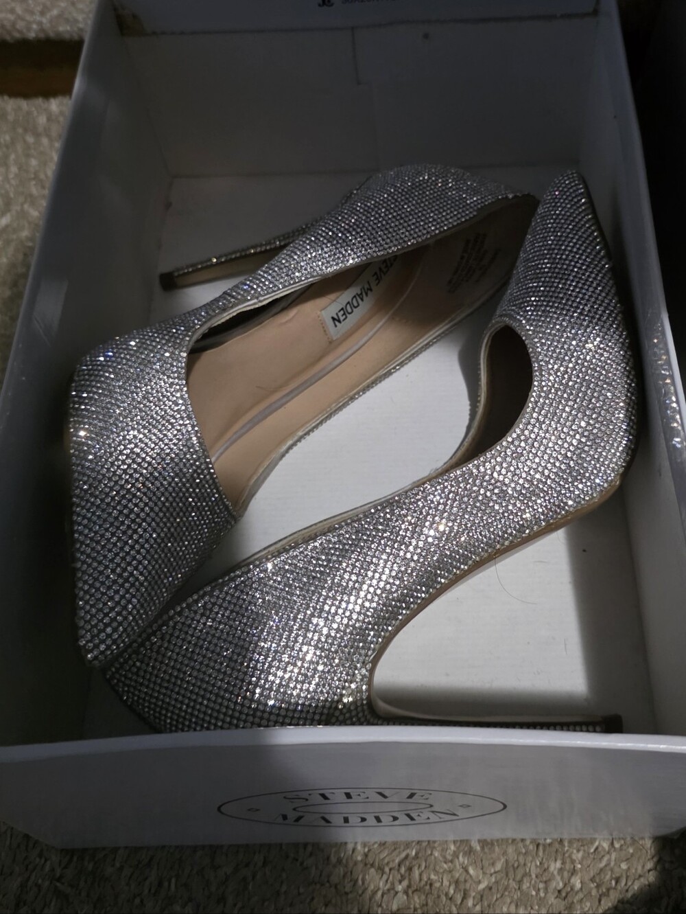 Steve Madden Silver Crystal Pointed-Toe Stiletto Pumps